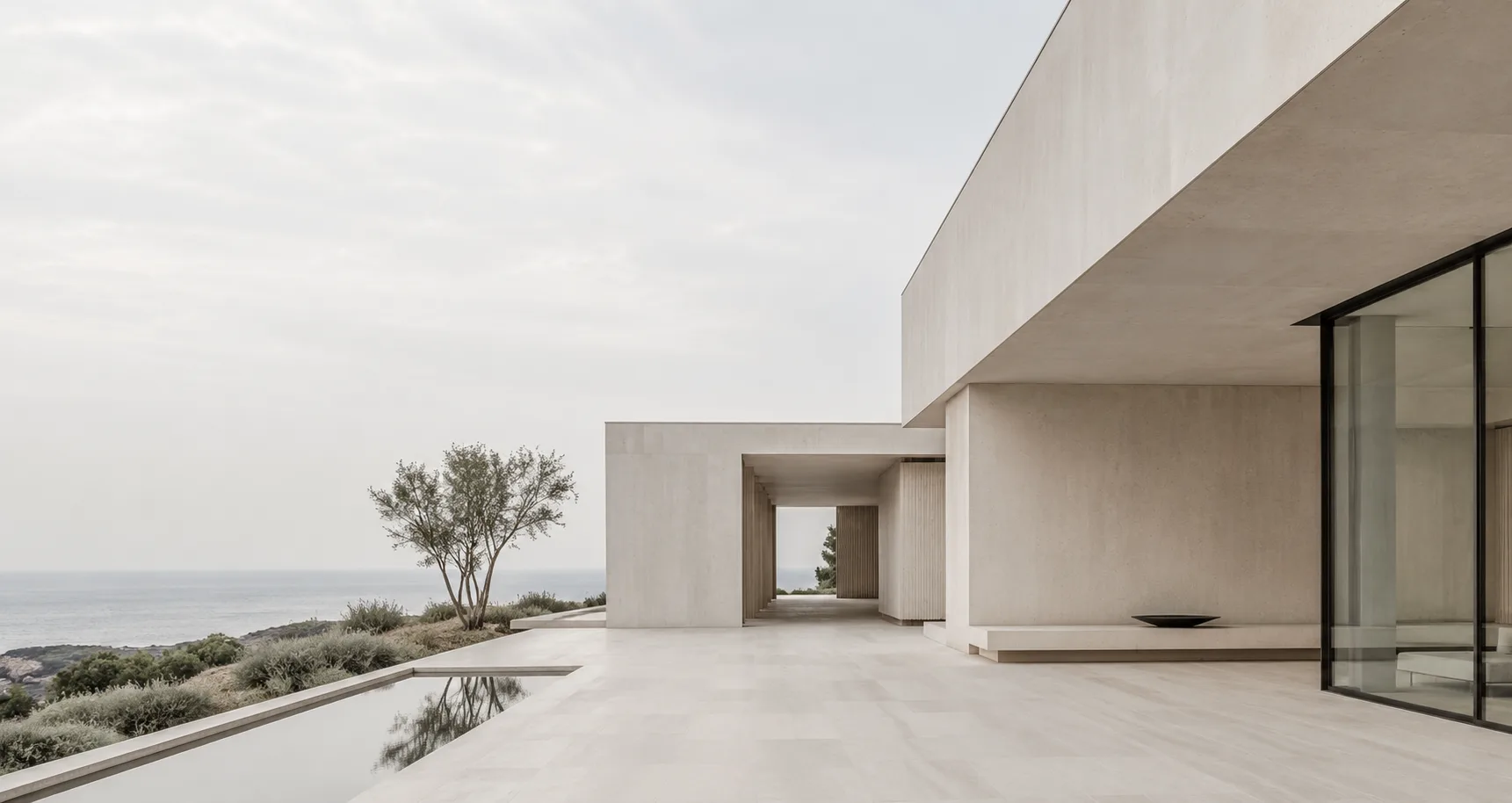 Architettura contemporanea in cemento e vetro