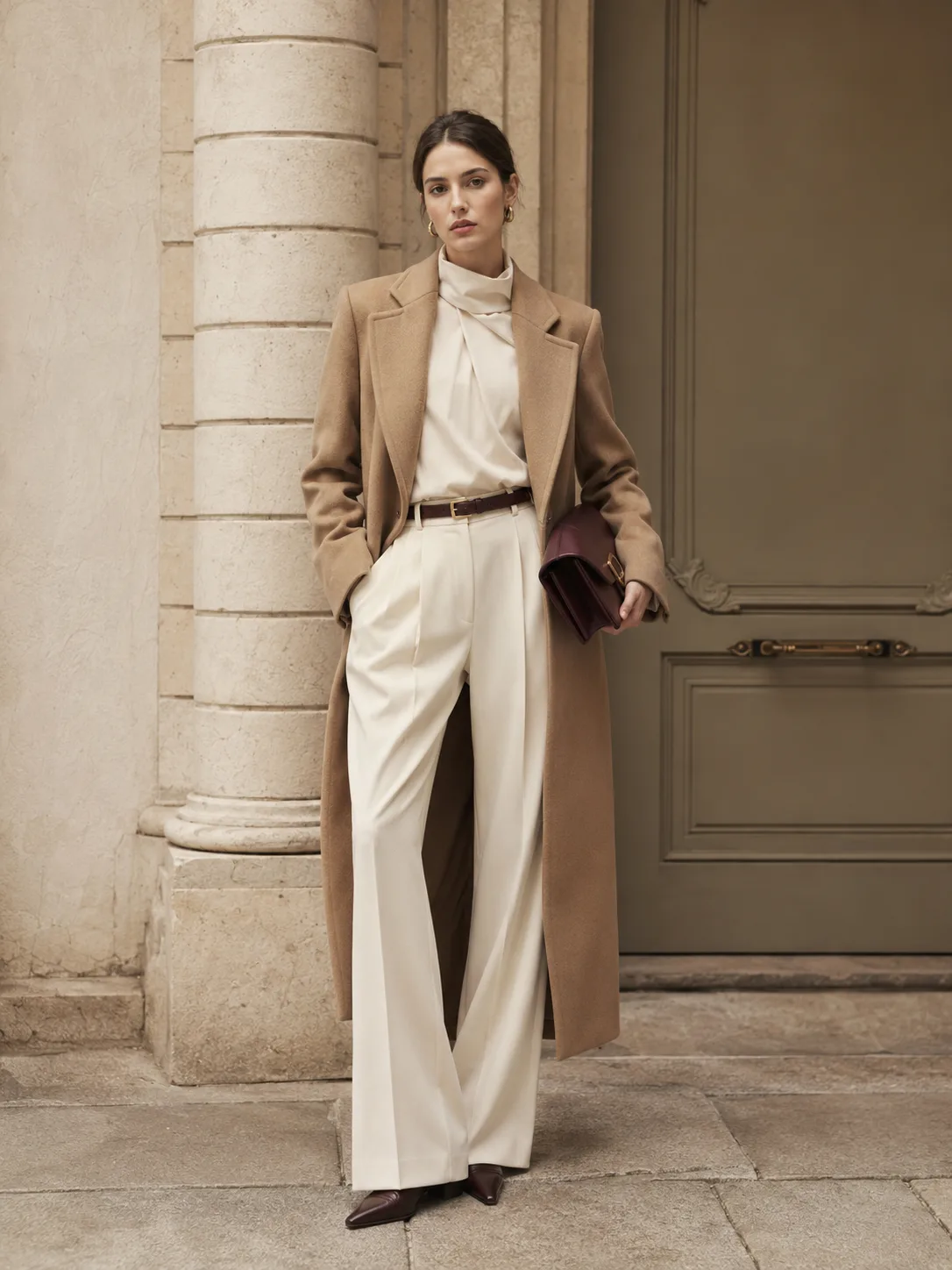 Modella in look sartoriale della collezione